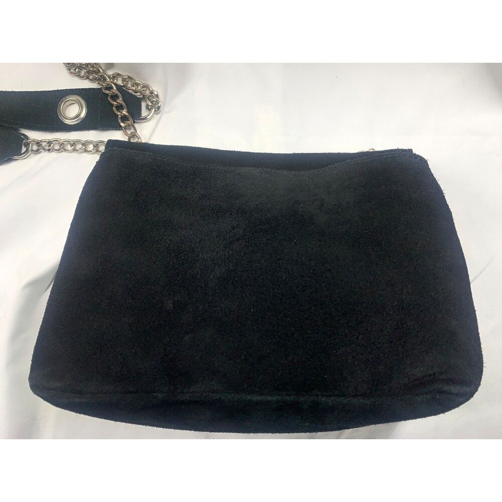Brandy Melville Crossbody Handbag Black Suede Adjustable Chain w/ Grommet Strap - Picture 3 of 12